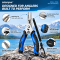 zelunpve™ 7-Inch Fishing Pliers, Split-Ring Tip, Line Cutter & Spring-Loaded Jaws with Sheath and Lanyard