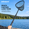 zelunpve™ Folding Telescopic Fishing Landing Net, Rubber-Coated Mesh with 16 × 14-Inch Hoop
