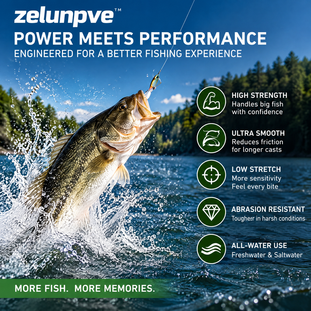 zelunpve™ 8-Strand Braided Fishing Line, 150-Yard Spool, PE Main Line for Spinning & Casting Reels