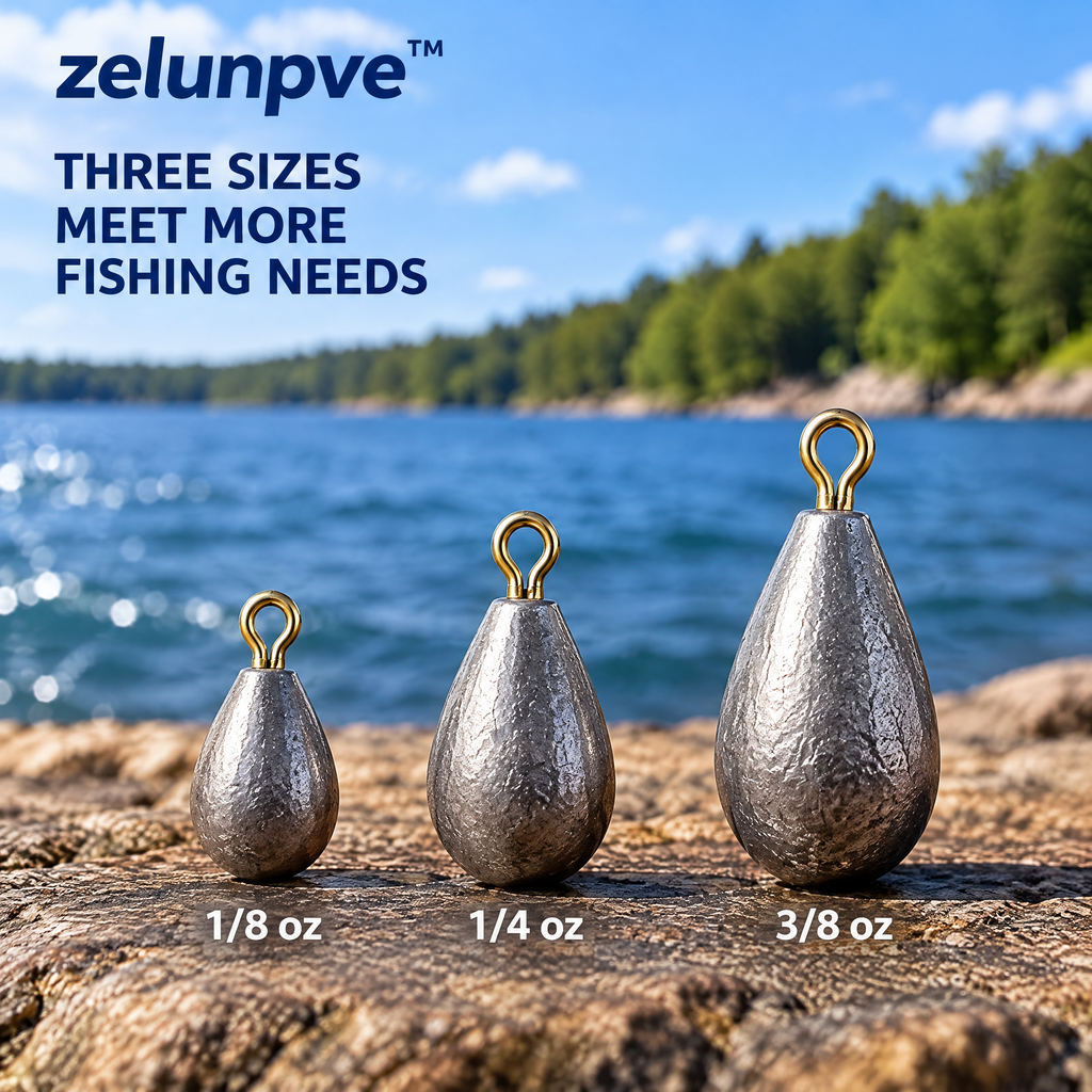 zelunpve™ 30-Piece Steel Casting Sinker Set, 1/8-Ounce, 1/4-Ounce & 3/8-Ounce Fishing Weights with Storage Box