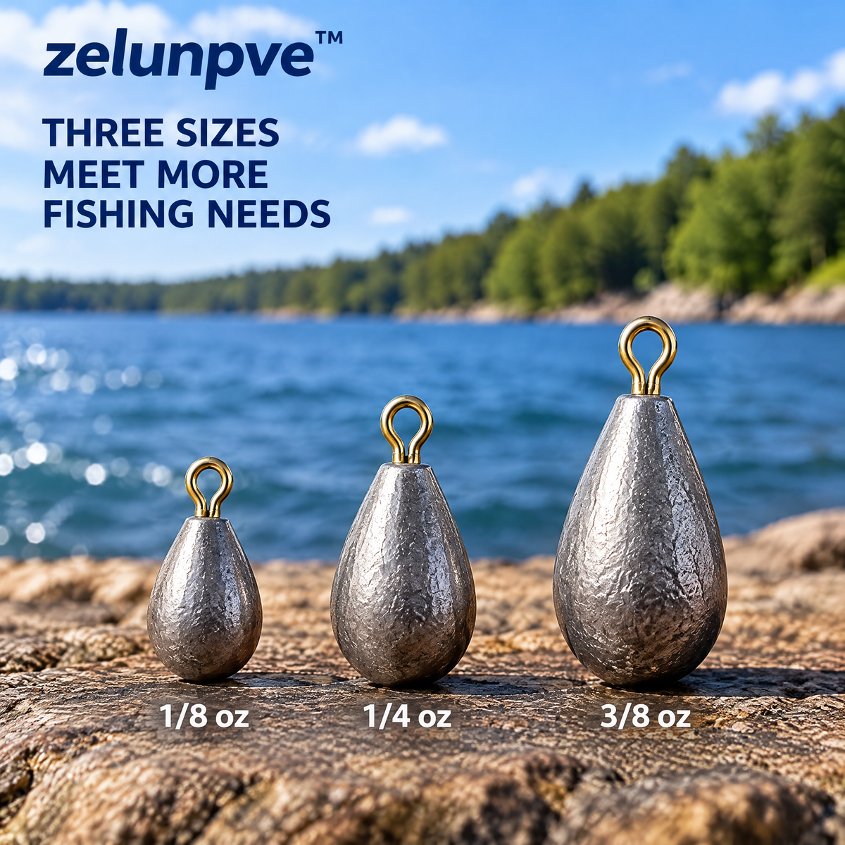 zelunpve™ 30-Piece Steel Casting Sinker Set, 1/8-Ounce, 1/4-Ounce & 3/8-Ounce Fishing Weights with Storage Box