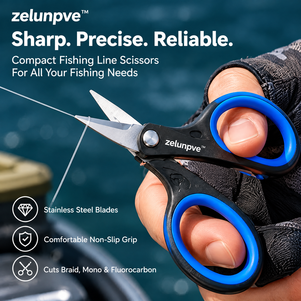 zelunpve™ Fishing Line Scissors & Hook Remover Set, Compact Fishing Line Scissors with 8-Inch Long-Reach Dehooker