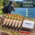 zelunpve™ 6-Pack Slip Fishing Floats, Balsa Bobber Set with Stops & Beads for Freshwater Float Rigs