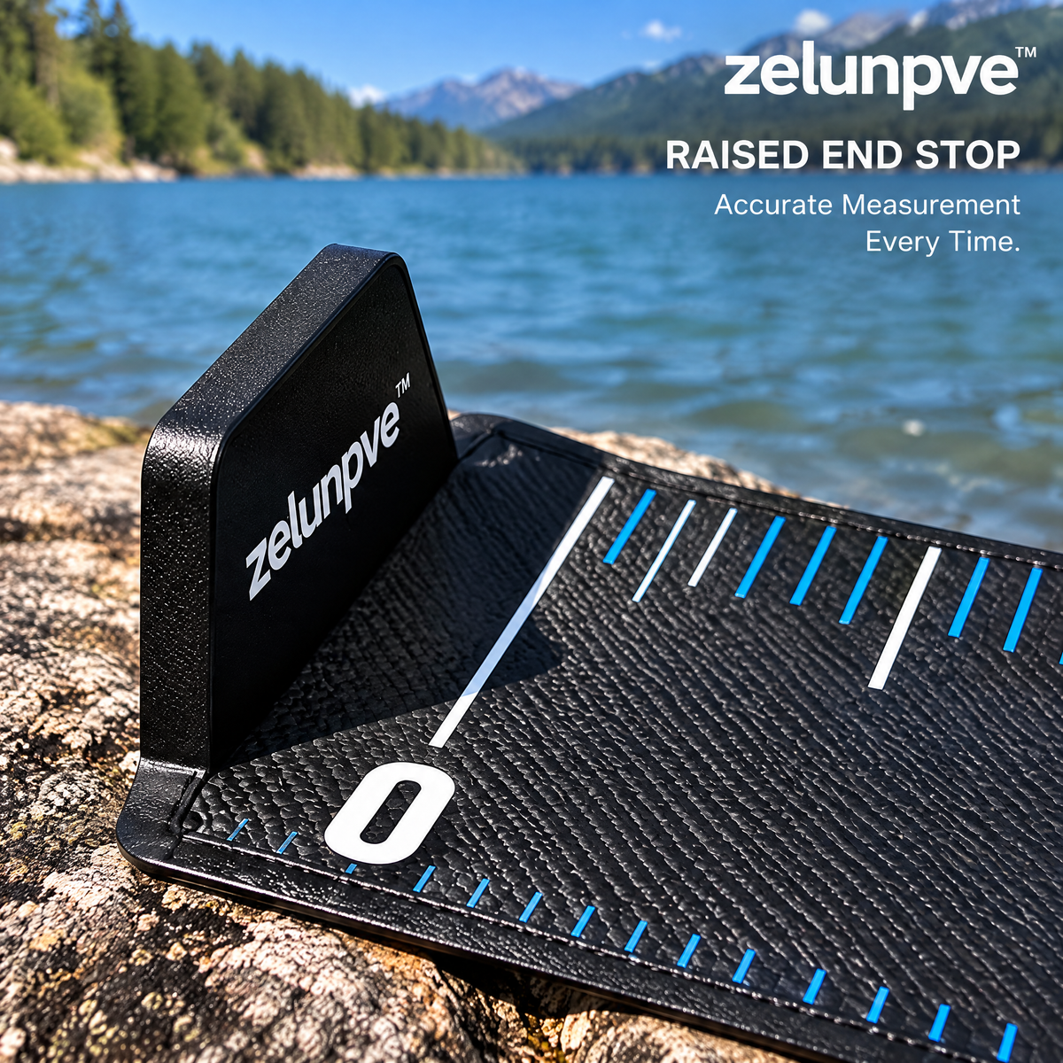 zelunpve™ Fish Measuring Mat, 36-Inch Roll-Up Length Ruler with Raised End Stop & Storage Strap